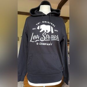 *EUC* Levi's / California Bear Logo Fleece Unisex Pullover Hoodie / Black / S